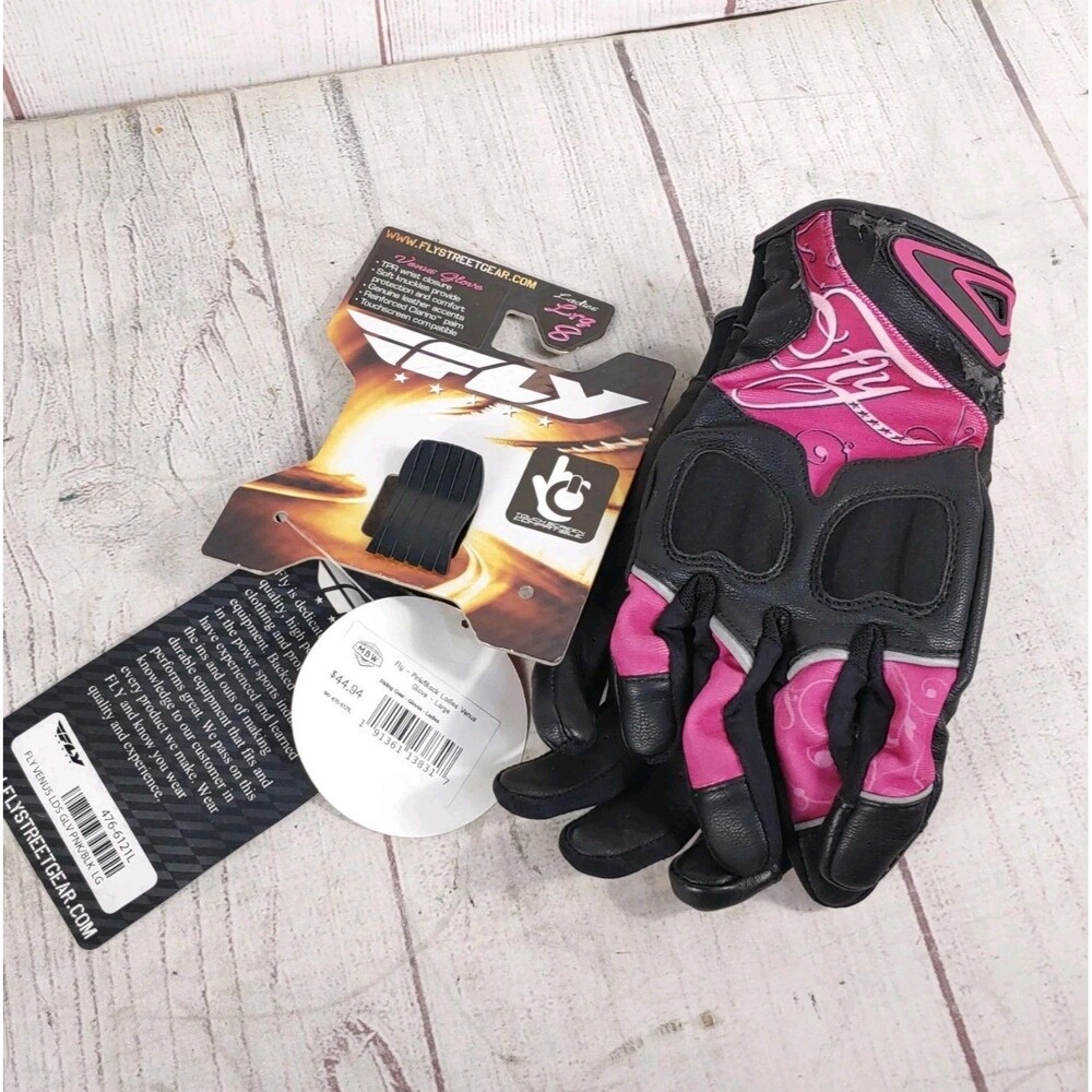 USED - Fly Racing Women's Venus Motorcycle Gloves PINK/BLACK - Size LARGE 8
